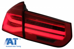 Stopuri LED M Look Red Clear Line compatibil cu BMW Seria 3 F30 (2011-2019) LCI Design cu Semnal Dinamic Secvential si Indicator Dinamic Full LED pentru Oglinda Osram-image-6065064