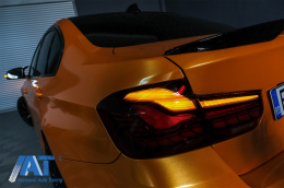 Stopuri OLED compatibil cu BMW Seria 3 F30 (2011-2019) F35 F80 Rosu Clar M4 Design cu Semnal Dinamic Secvential-image-6084668