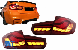 Stopuri OLED compatibil cu BMW Seria 3 F30 (2011-2019) F35 F80 Rosu Clar M4 Design cu Semnal Dinamic Secvential-image-6086096