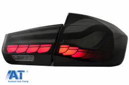 Stopuri OLED compatibil cu BMW Seria 3 F30 (2011-2019) F35 F80 Rosu Fumuriu M4 Design cu Semnal Dinamic Secvential-image-6082785