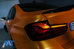 Stopuri OLED compatibil cu BMW Seria 3 F30 (2011-2019) F35 F80 Rosu Fumuriu M4 Design cu Semnal Dinamic Secvential-image-6084675