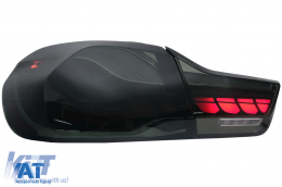 Stopuri OLED compatibil cu BMW Seria 4 F32 F33 F36 M4 F82 F83 (2013-03.2019) Rosu Fumuriu cu Semnal Dinamic Secvential-image-6088402
