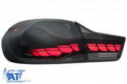 Stopuri OLED compatibil cu BMW Seria 4 F32 F33 F36 M4 F82 F83 (2013-03.2019) Rosu Fumuriu cu Semnal Dinamic Secvential-image-6088403