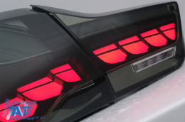 Stopuri OLED compatibil cu BMW Seria 4 F32 F33 F36 M4 F82 F83 (2013-03.2019) Rosu Fumuriu cu Semnal Dinamic Secvential-image-6088405