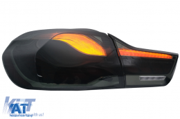 Stopuri OLED compatibil cu BMW Seria 4 F32 F33 F36 M4 F82 F83 (2013-03.2019) Rosu Fumuriu cu Semnal Dinamic Secvential-image-6088406