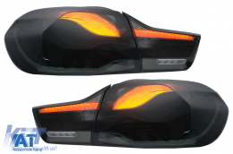 Stopuri OLED compatibil cu BMW Seria 4 F32 F33 F36 M4 F82 F83 (2013-03.2019) Rosu Fumuriu cu Semnal Dinamic Secvential-image-6088407