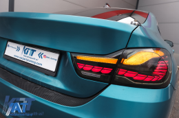 Stopuri OLED compatibil cu BMW Seria 4 F32 F33 F36 M4 F82 F83 (2013-03.2019) Rosu Fumuriu cu Semnal Dinamic Secvential-image-6090843