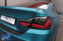 Stopuri OLED compatibil cu BMW Seria 4 F32 F33 F36 M4 F82 F83 (2013-03.2019) Rosu Fumuriu cu Semnal Dinamic Secvential-image-6090844
