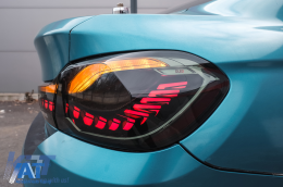 Stopuri OLED compatibil cu BMW Seria 4 F32 F33 F36 M4 F82 F83 (2013-03.2019) Rosu Fumuriu cu Semnal Dinamic Secvential-image-6090845