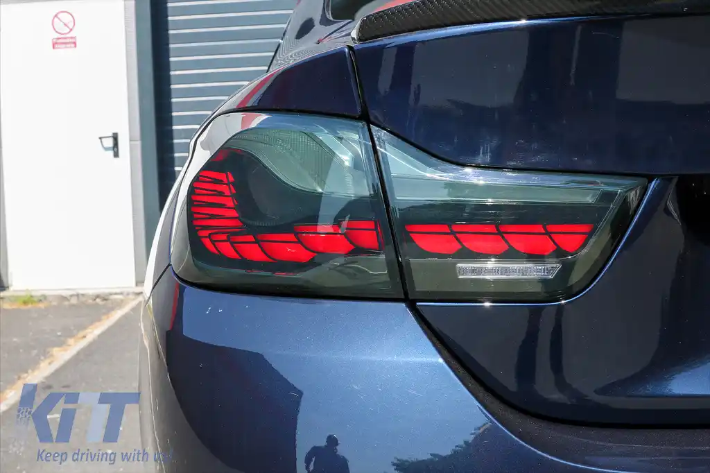 Stopuri OLED compatibil cu BMW Seria 4 F32 F33 F36 M4 F82 F83 (2013-03.2019) Rosu Fumuriu cu Semnal Dinamic Secvential-image-6094213