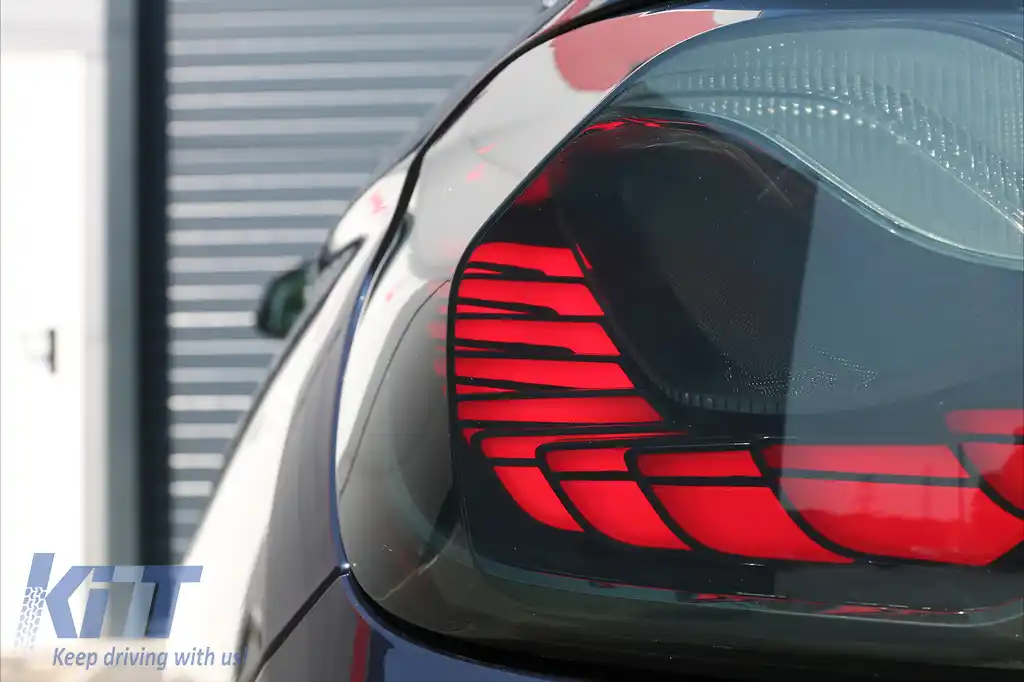 Stopuri OLED compatibil cu BMW Seria 4 F32 F33 F36 M4 F82 F83 (2013-03.2019) Rosu Fumuriu cu Semnal Dinamic Secvential-image-6094214