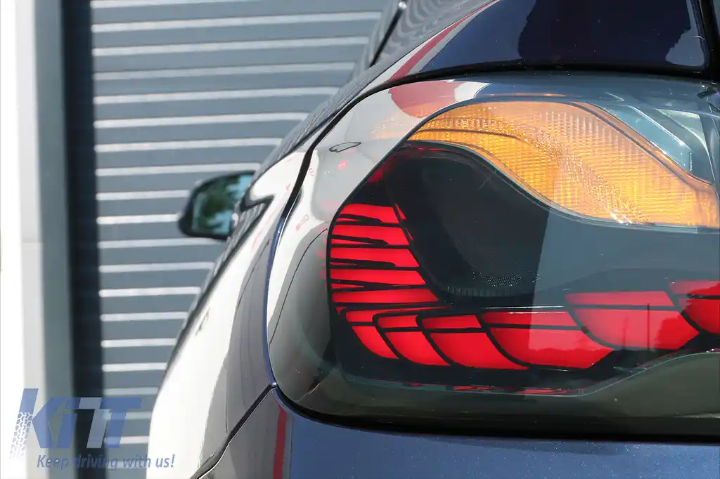 Stopuri OLED compatibil cu BMW Seria 4 F32 F33 F36 M4 F82 F83 (2013-03.2019) Rosu Fumuriu cu Semnal Dinamic Secvential-image-6094215
