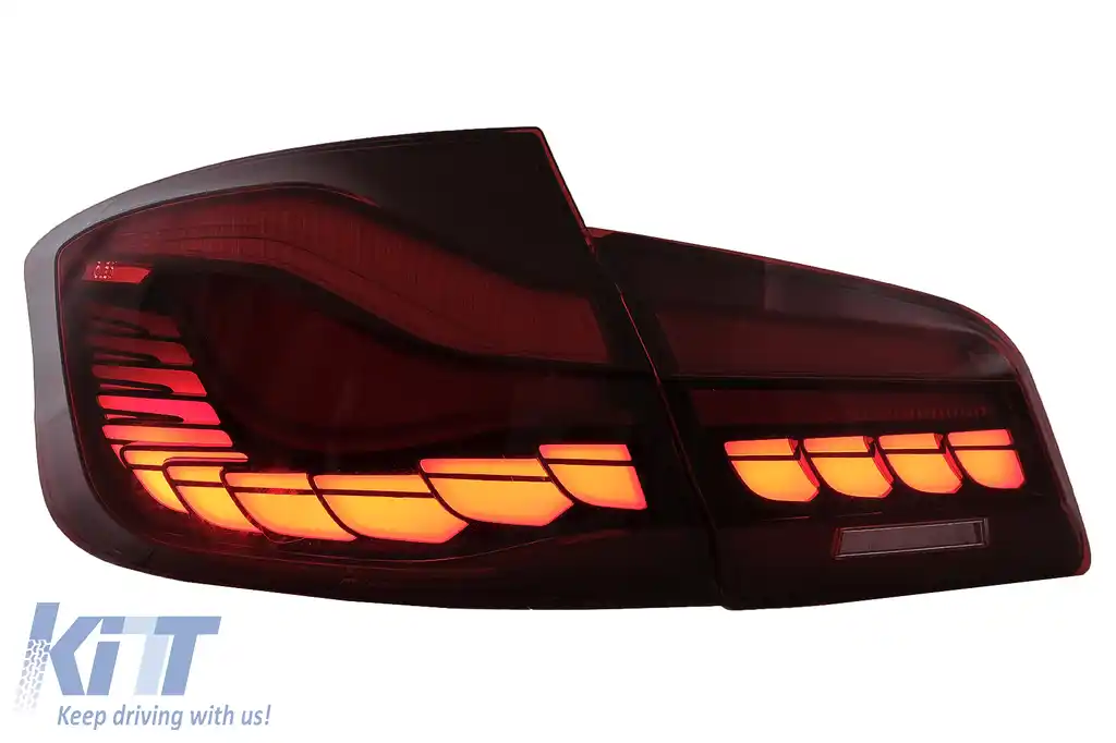 Stopuri OLED compatibil cu BMW Seria 5 F10 (2011-2017) Rosu Clar cu semnal dinamic-image-6096135