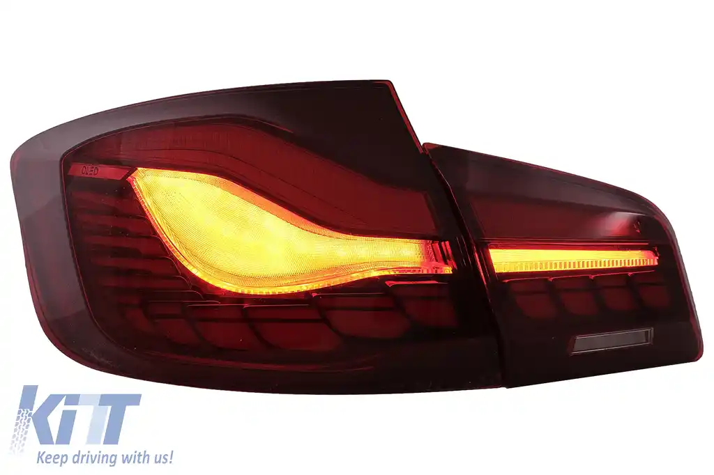 Stopuri OLED compatibil cu BMW Seria 5 F10 (2011-2017) Rosu Clar cu semnal dinamic-image-6096137