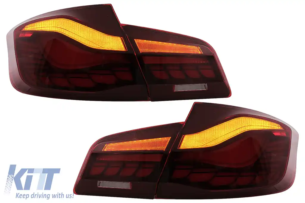 Stopuri OLED compatibil cu BMW Seria 5 F10 (2011-2017) Rosu Clar cu semnal dinamic-image-6096141
