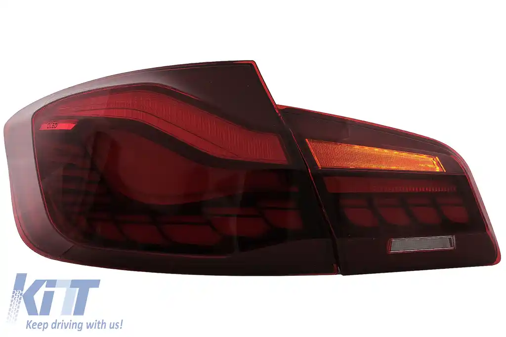 Stopuri OLED compatibil cu BMW Seria 5 F10 (2011-2017) Rosu Clar cu semnal dinamic-image-6096142