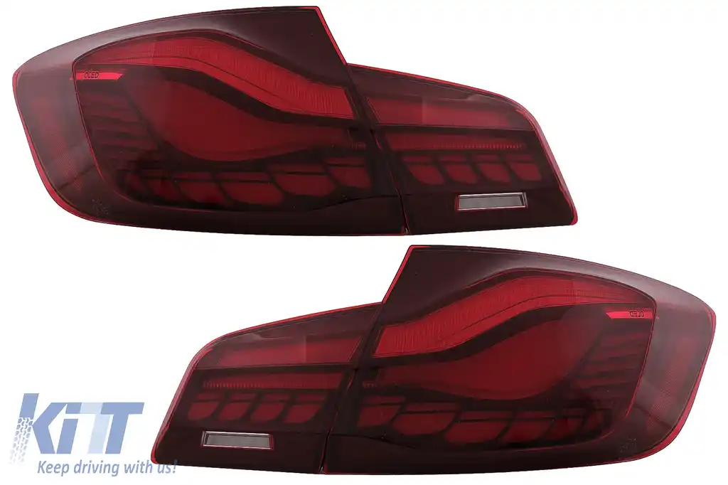 Stopuri OLED compatibil cu BMW Seria 5 F10 (2011-2017) Rosu Clar cu semnal dinamic-image-6096149