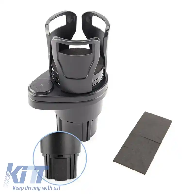 Suport pentru băuturi 2 în 1 Extensor pentru montare duală a paharelor Organizator Bază ajustabilă rotativă 360° Carbon-image-6296987