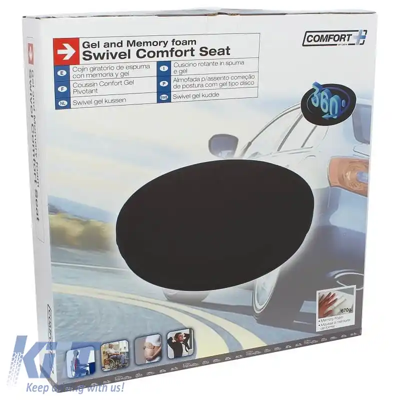 Suport pentru șezut Anatomic / Perna ortopedică din spumă cu memorie și gel Rotativ RK19009 40x6cm Negru 1 buc-image-6294746