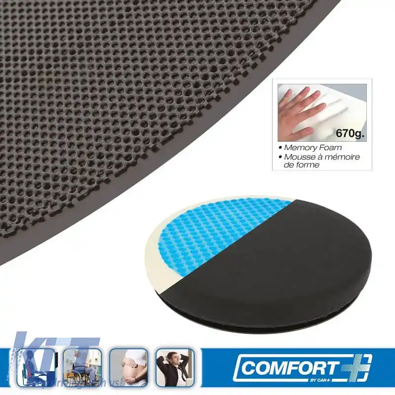 Suport pentru șezut Anatomic / Perna ortopedică din spumă cu memorie și gel Rotativ RK19009 40x6cm Negru 1 buc-image-6294753