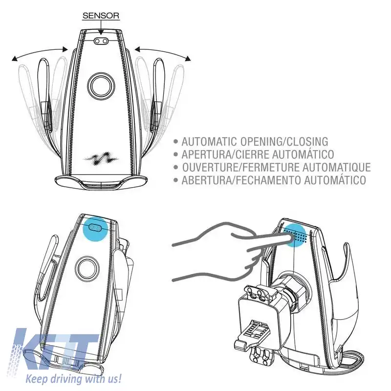 Suport Telefon Automatic Cu Încărcător Wireless Cu Ventuză Pulse Mobile CARHL14-image-6315569