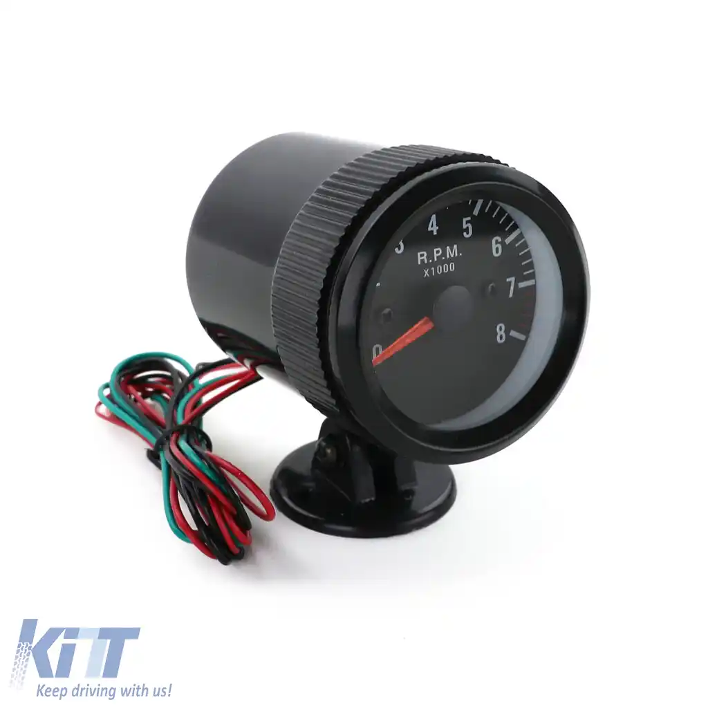Tachometru cu suport instrument auxiliar 52mm youngtimer clasic negru-image-6201220