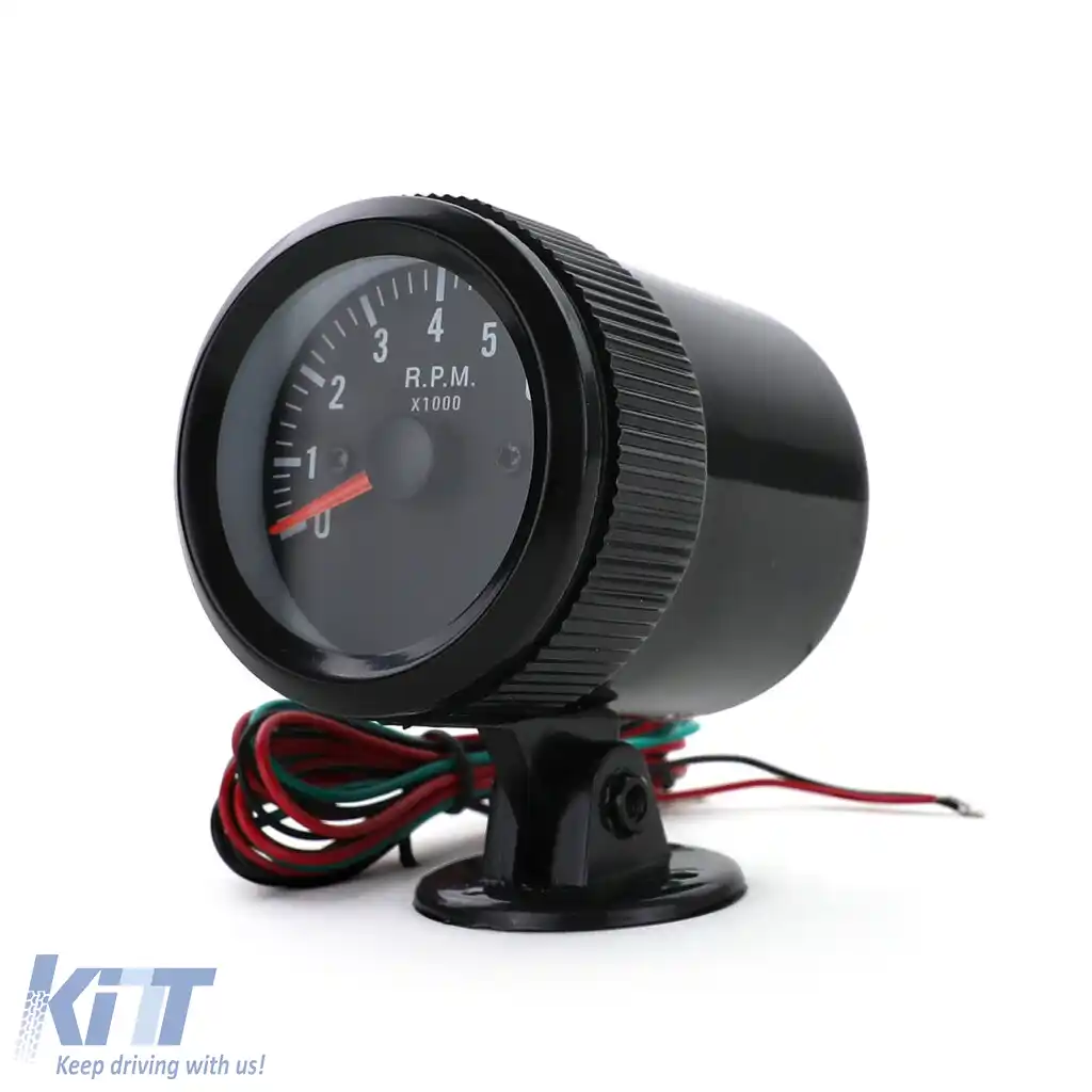 Tachometru cu suport instrument auxiliar 52mm youngtimer clasic negru-image-6201221