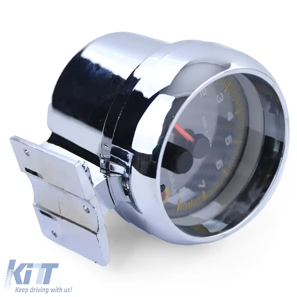 Tachometru de 3,5 inch Performance cromat cu lumina de schimbare și cadran din carbon-image-6194259