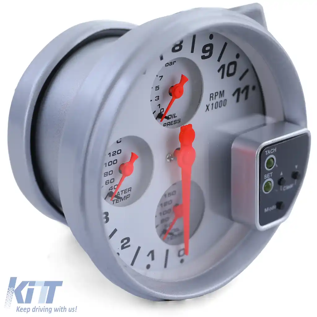 Tachometru de 5 inch pentru curse – temperatură ulei, temperatură apă, presiune ulei, lumina de schimbare-image-6194481