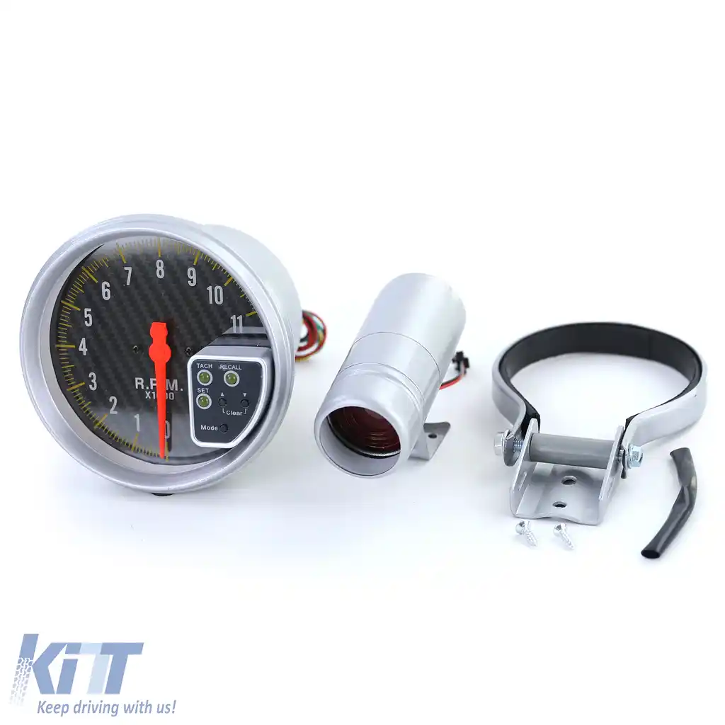 Tachometru de performanță din carbon cu lumină de schimbare și suport de 5 inci-image-6190864