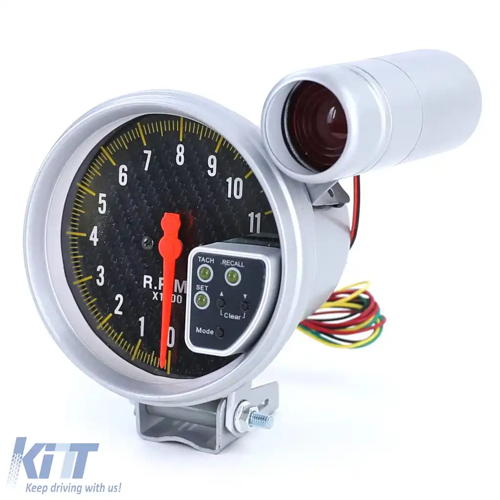 Tachometru de performanță din carbon cu lumină de schimbare și suport de 5 inci-image-6190865