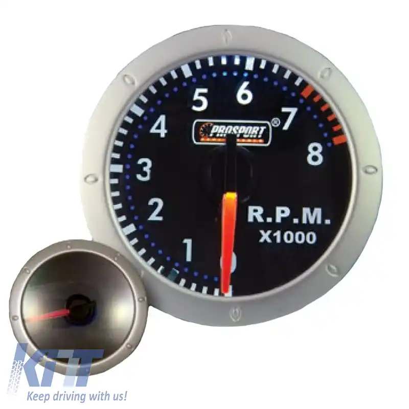 Tachometru R.P.M. Prosport Diamond Mirror Look Smoke 52mm 90 Scale Cu 7 Culori-image-6300809