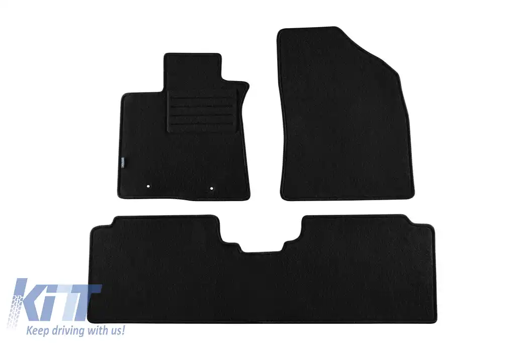 Tapițerie de podea din covor cu două straturi, potrivită pentru Toyota Avensis 2009-2011, din țesătură Rex, set de 3 piese, negru