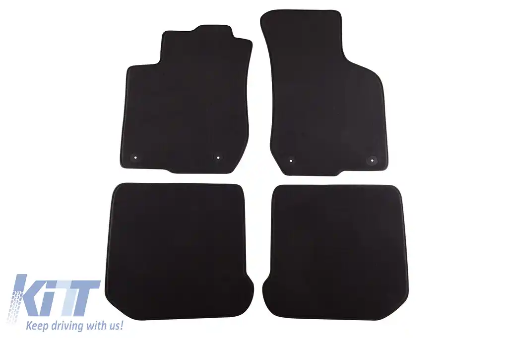 Tapițerie de podea textilă în trei straturi, potrivită pentru Skoda Octavia 1999-2002, set de 4 bucăți, negru