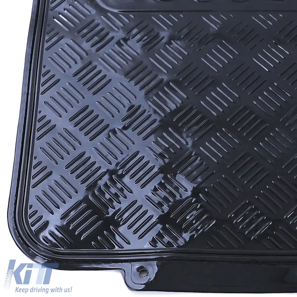 Tapițerie din cauciuc pentru mașină, universală, cu aspect de tablă de aluminiu în carouri, set de 4 piese, crom negru-image-6199421