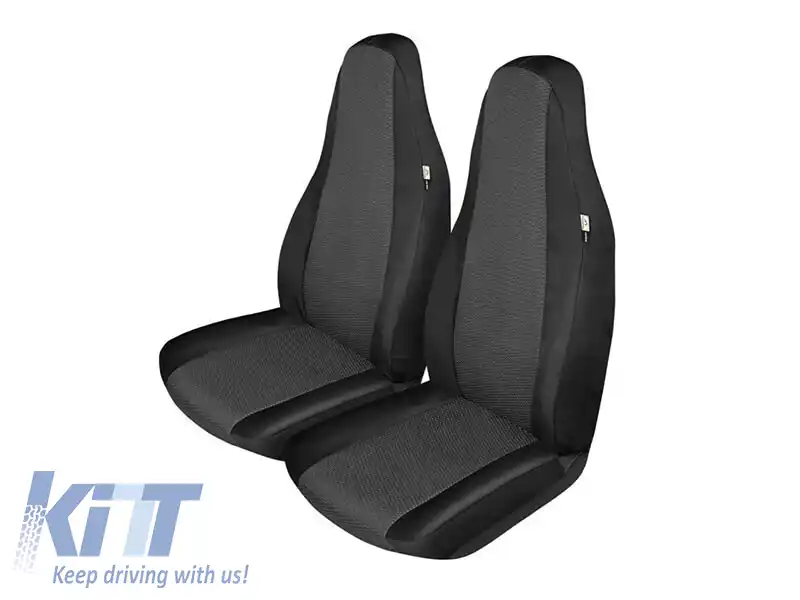Tapițerie Kegel potrivită pentru două scaune frontale individuale de Peugeot 107, Citroen C1, Toyota Aygo 2005-2014, negre cu model