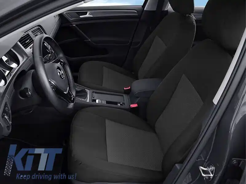 Tapițerie Kegel potrivită pentru scaunele din față + din spate ale Volkswagen Golf VII 2012-2019, negre cu model-image-6212222
