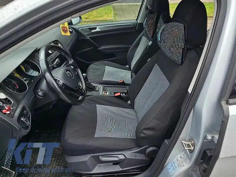 Tapițerie Kegel potrivită pentru scaunele din față + din spate ale Volkswagen Golf VII 2012-2019, negre cu model-image-6212225
