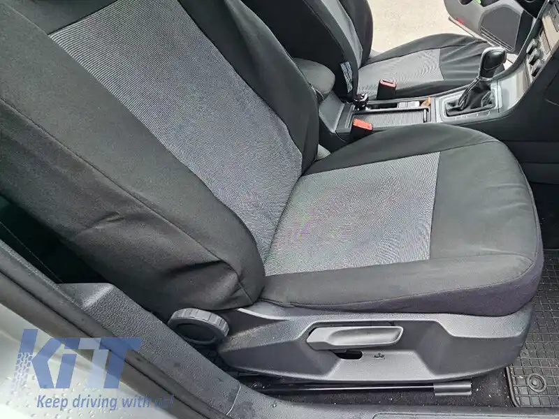 Tapițerie Kegel potrivită pentru scaunele din față + din spate ale Volkswagen Golf VII 2012-2019, negre cu model-image-6212227