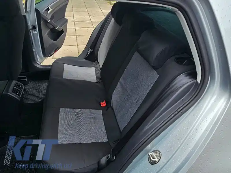 Tapițerie Kegel potrivită pentru scaunele din față + din spate ale Volkswagen Golf VII 2012-2019, negre cu model-image-6212230