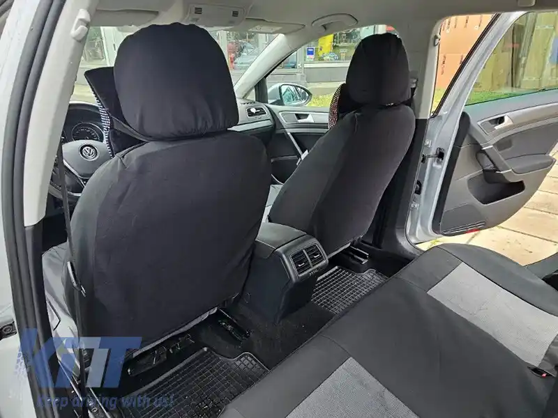 Tapițerie Kegel potrivită pentru scaunele din față + din spate ale Volkswagen Golf VII 2012-2019, negre cu model-image-6212231