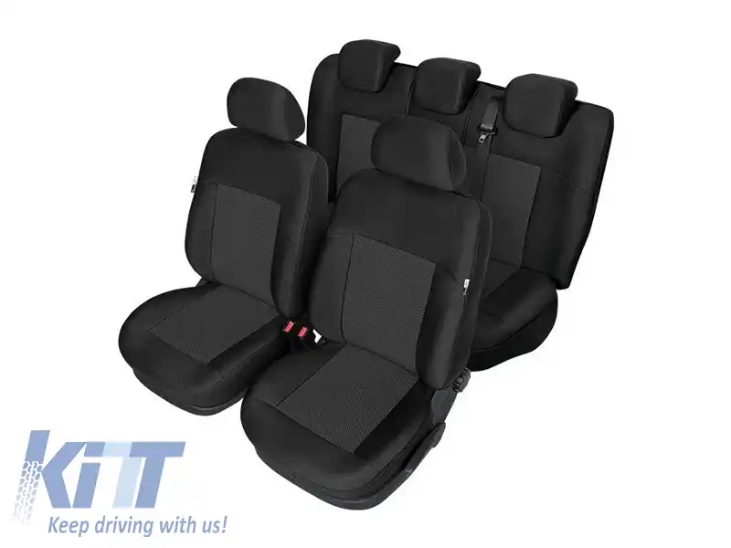 Tapițerie Kegel potrivită pentru scaunele din față + din spate ale Volkswagen Passat B7 2010-2014, neagră cu model