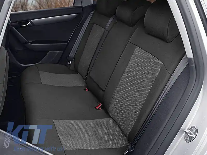 Tapițerie Kegel potrivită pentru scaunele din față + din spate ale Volkswagen Passat B7 2010-2014, neagră cu model-image-6212247