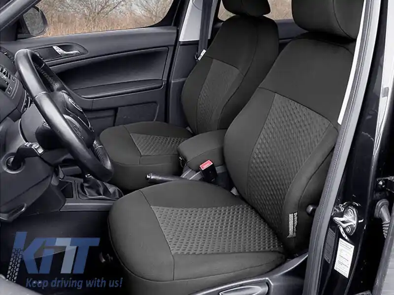 Tapițerie Kegel potrivită pentru scaunele din față ale Skoda Yeti 2013-2017, neagră cu model