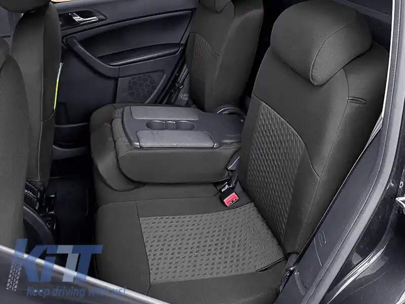 Tapițerie Kegel potrivită pentru scaunele din față + din spate ale Skoda Yeti 2013-2017, neagră cu model-image-6212254