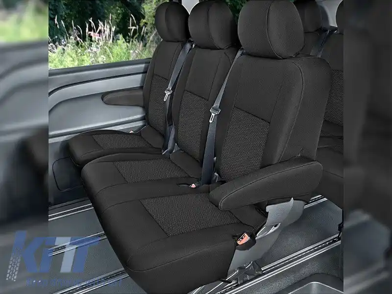 Tapițerie Kegel seria Ares potrivită pentru scaunele din rândul 2 sau 3 pe Mercedes Vito W447 după 2014 cu scaun simplu + dublu, culoare grafit