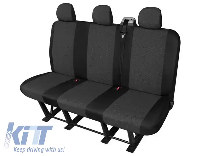 Tapițerie Kegel seria Ares Tailor Made pentru bancheta triplă completă din spate, potrivită pentru Renault Trafic, Opel Vivaro, Nissan Primastar 2001-2014, neagră