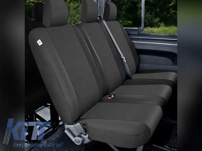 Tapițerie Kegel seria Tailor Made potrivită pentru bancheta triplă completă din spate pe Renault Trafic, Opel Vivaro, Nissan NV300, Fiat Talento după 2014, neagră