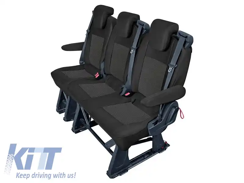 Tapițerie Kegel seria Tailor Made potrivită pentru rândul doi sau trei de scaune pentru Ford Transit Custom, Tourneo Custom 2012-2023, negru