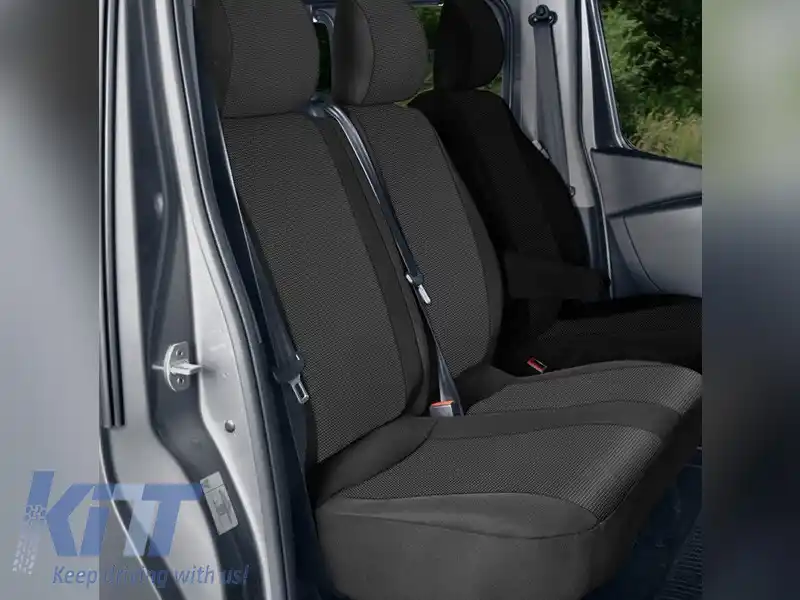 Tapițerie Kegel serie Tailor Made potrivită pentru scaunul dublu din față al Renault Trafic, Opel Vivaro, Nissan NV300, Fiat Talento după 2014, negru